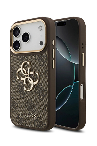 Guess iPhone 17 Pro Orjinal Lisanslı Gold Metal Kamera Kadın Kahverengi Telef...