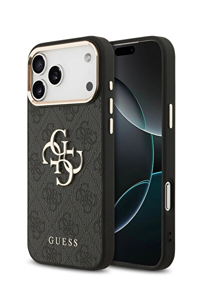 Guess iPhone 17 Pro Max Kılıf Lisanslı Gold Metal Kamera Çerçeveli Metal Büyü...