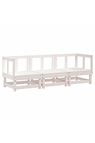 vidaxl Set mobilier de grădină, 3 piese, alb, lemn masiv de pin