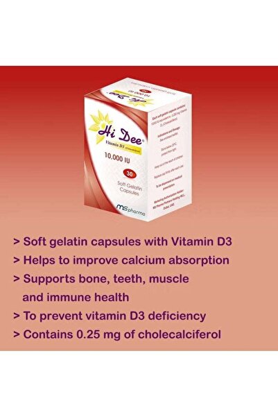 MSPHARMA Hi Dee Vitamin D3 10000 Iu Soft Gelatin Capsules 30'S