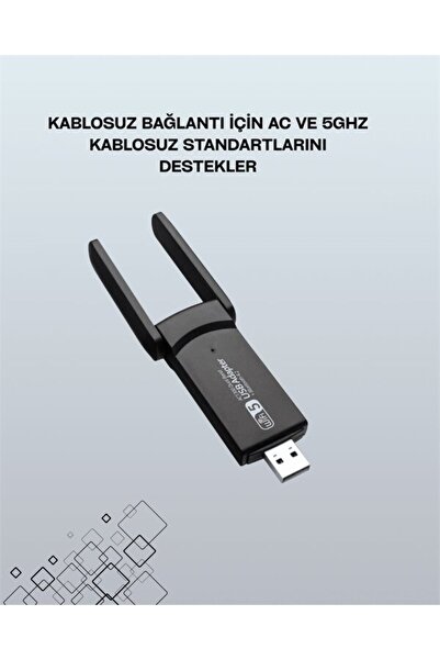 northcity n Tak-Çalıştır Özellikli Çift Bant WiFi Adaptörü - 1200 Mbps USB 3....