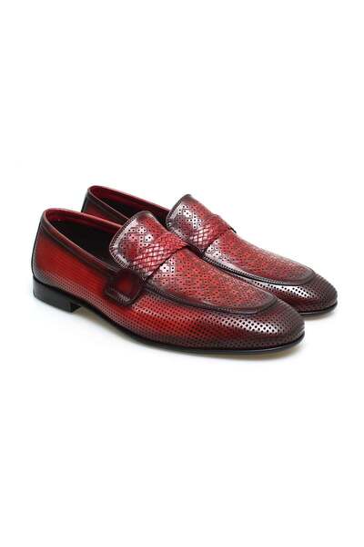 FRANCO CALVANI Red Color Laceless Genuine Leather Men's Shoes
