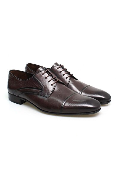 FRANCO CALVANI Brown Lace-Up Genuine Leather Men's Shoes