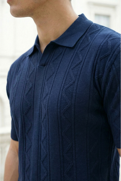 SAYZEN YOUR SHİNE Sayzen Patterned Polo Neck T-Shirt