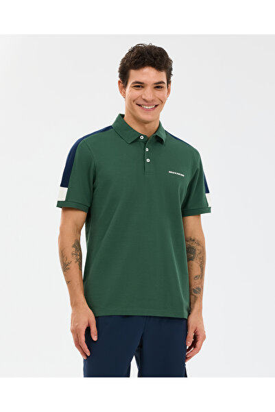 SKECHERS M Color Block Detail Polo Erkek Haki Polo Yaka Tshirt S221047-4255