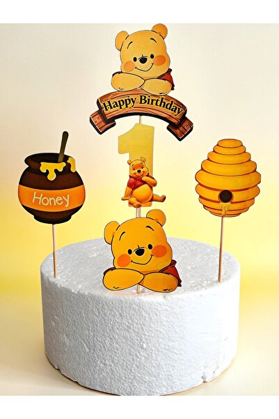 telaşe memuru Winnie The Pooh Doğum Günü Konsepti ve Pasta Süsü - 1 Yaş Parti...