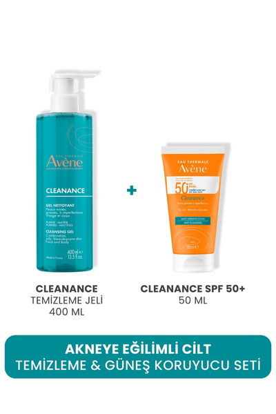 Avene Akneye Eğilimli Cilt Temizleme & Güneş Koruyucu Seti (Temizleme Jeli 40...
