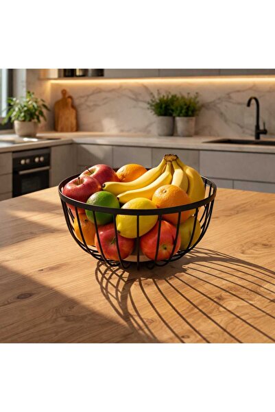 Generic Μεταλλικό καλάθι φρούτων και λαχανικών με ξύλινη βάση 25 εκ., μοντέρν...