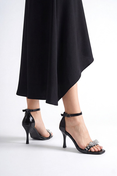 Gökhan Talay Zaya Flexible Soft Non-Slip Sole (8 cm) Black Patent Leather Han...
