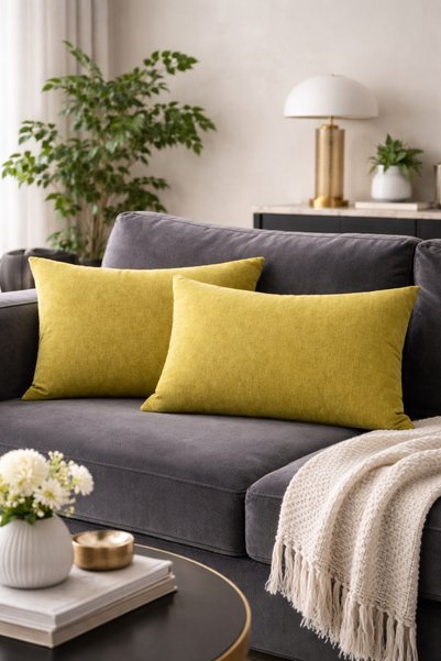 BURCIN HOME 30X50 Oil Green Throw Pillow Cover Set of Two Modern Soft Decorative Rectangular Sofa & Bed Throw Pillow