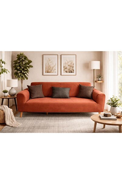 Akbal Home Chester Koltuk Örtüsü 3’lü Likralı Lastikli Tüm Giydirme NubukKire...