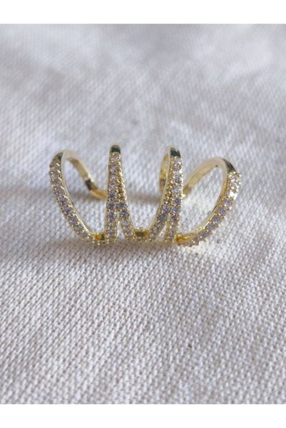 MuseumofYou Stoned Gold Ear Cuff Earrings |   Non-Pierced Cartilage Earrings |   Zircon Stone Stylish Model