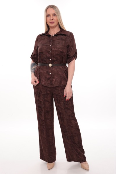 etselements Costum cu guler tip cămașă și curea, cu pantaloni largi ETS1040