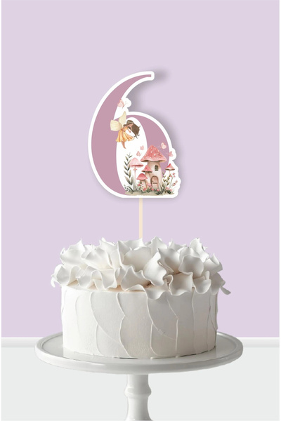 neşeli günlerim Διακόσμηση τούρτας με θέμα Νεράιδα Κορίτσι 6 ετών *Χοντρό Χαρτί
