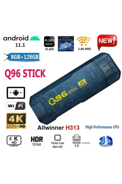 Tastech Q96 TV STİCK 4k Ultra Hd Android Tv Box Tv Stick Ram:8gb Rom:128gb An...