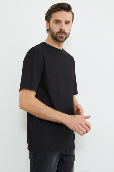 Fulla Moda Μπλουζάκι με ριμπ λαιμόκοψη