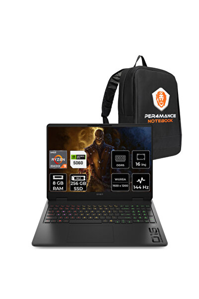 HP Omen 16 Ryzen 9 8940HX 8GB 256GB SSD RTX5060/8GB 16" WUXGA 144Hz FDOS Gami...