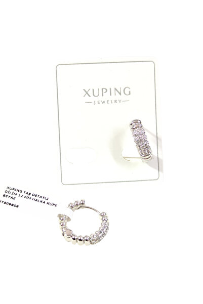Güler Yüzlü Silver Xuping Stone-Detail Sliced 12 mm Hoop Earrings White