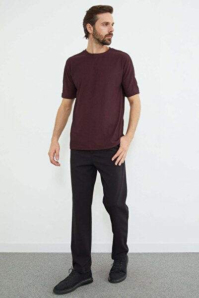 Fulla Moda Textured Jogger Trousers with Elastic Waist