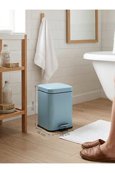 Empressco Soft Mavi Pedallı Kare İtalyan Çöp Kovası - İç Kovalı Banyo ve Ofis...