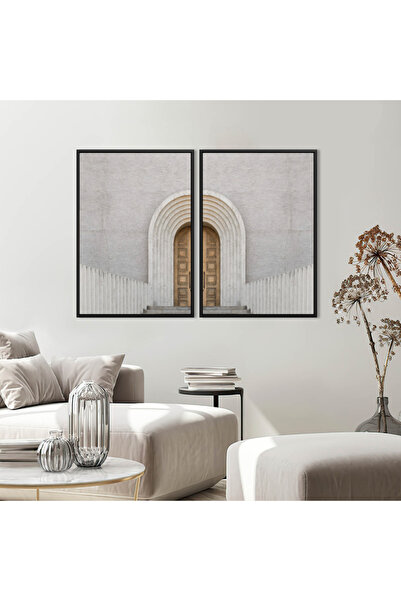 canvas3 Double Panels for Arched Door - Black Frame