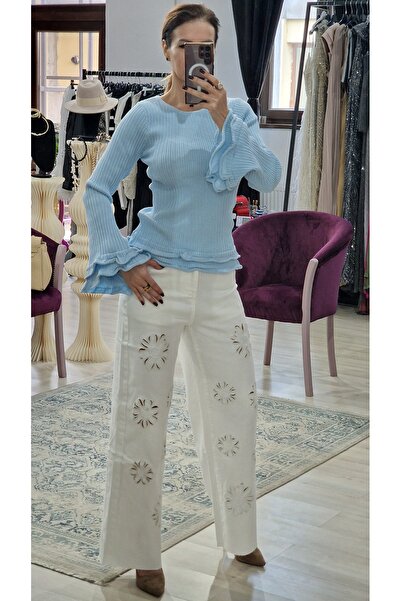 OEM Λευκό τζιν με φλοράλ σχέδιο – Κομψό γυναικείο τζιν παντελόνι