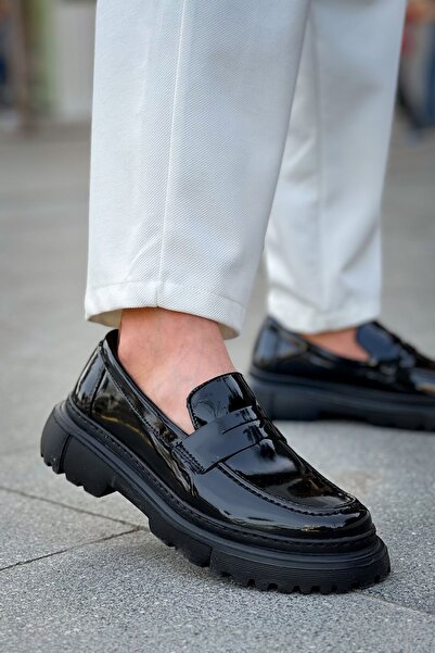 TEET Daily Patent Leather Men's Shoes Black Sole Tt2417