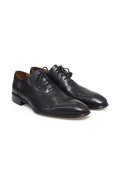 FRANCO CALVANI Black Color Lace-Up Genuine Leather Men's Shoes