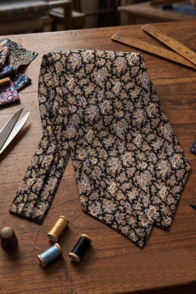 Kravatkolik Σχέδιο σάλιου Μαύρη ιταλική μεταξωτή γραβάτα Ascot SAC13