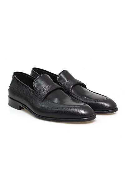FRANCO CALVANI Black Color Laceless Genuine Leather Leather Sole Men's Shoes