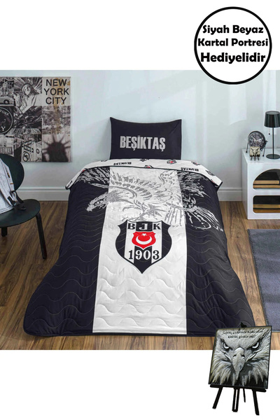 Taç Αδειοδοτημένο σετ μονόκλινου καλύμματος κρεβατιού Beşiktaş Kartal με μίνι...