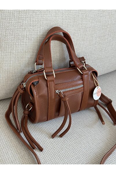 BAGLOVİS Γυναικεία τσάντα χειρός και ώμου με φερμουάρ και λεπτομέρεια από δαν...