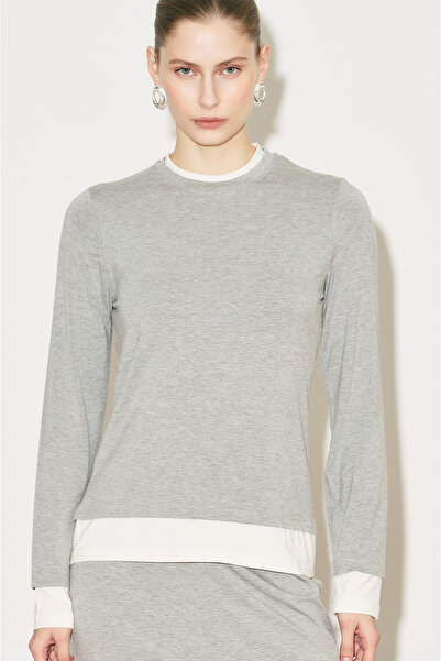 Manuka ΕΥΚΟΛΟ ΣΥΝΔΥΑΣΤΙΜΟ ΜΠΛΟΥΖΑΚΙ ΜΕ ΜΑΚΡΙΑ ΜΑΝΙΚΙΑ ΣΕ ΓΚΡΙ ΜΕΛΑΝΖΕ