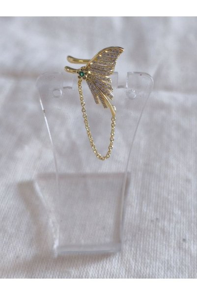 MuseumofYou Zircon Stone Wing Figured Chain Ear Cuff Earrings – Compression Cartilage Earrings