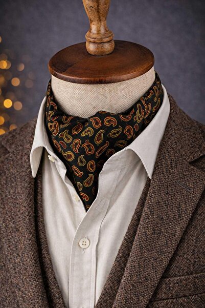 Kravatkolik Σχέδιο σάλι σε σκούρο πράσινο χρώμα, ιταλική μεταξωτή γραβάτα Asc...