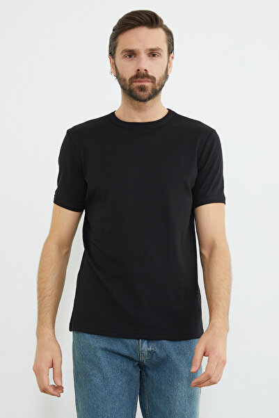 Fulla Moda Μπλουζάκι Basic Crew Neck Ribbed