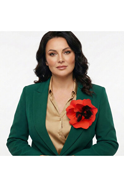 OEM Χειροποίητη Κόκκινη Καρφίτσα Λουλουδιού Παπαρούνας, από Υλικό Σατέν Υφάσμ...