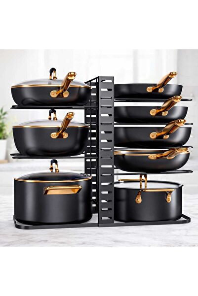 Organizer Οργανωτής Κατσαρολών και Τηγανιών 8 Επιπέδων, Ρυθμιζόμενη Μεταλλική...