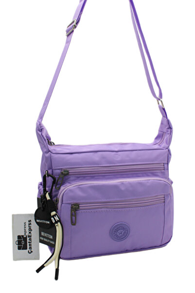 Bevitton Geantă de umăr cu mai multe compartimente din material textil rezist...