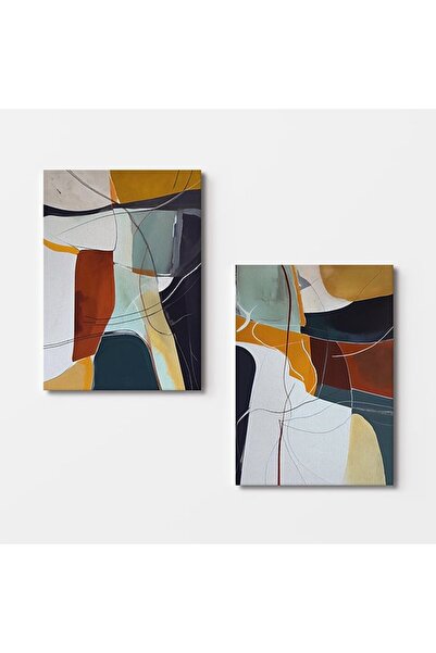 OEM Set de 2 tablouri decorative Re-Bloom, design abstract, lemn/pânză, multi...