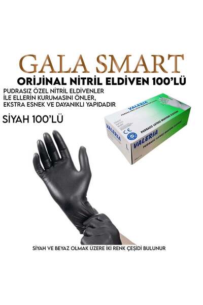 Gökkuşağı NİTRİL ELDİVEN 100 LÜ PAKET - SİYAH RENK - L BEDEN