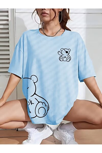 PAVRO Μπλουζάκι Unisex Ποιοτικό υφασμάτινο μπλουζάκι με στάμπα αρκούδας με βέ...