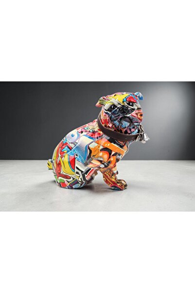 e-life shop Grafiti Desenli Fransız Bulldog Biblo Canlı Renkli Köpek Heykeli ...