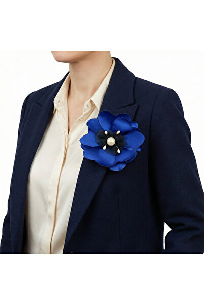 OEM Χειροποίητη Καρφίτσα με Μπλε Λουλούδι Παπαρούνας, από Υλικό Σατέν, Διάμετ...