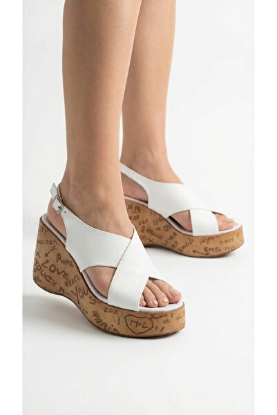 Limeo Γυναικεία παπούτσια σανδάλια με ψηλό ψάθινο τακούνι και λουράκια, με αν...