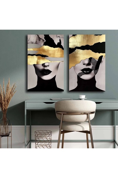 OEM Re-Bloom σετ διακοσμητικών πινάκων, 2 τεμάχια, μοντέλο γυναίκας, μαύρο/γκ...