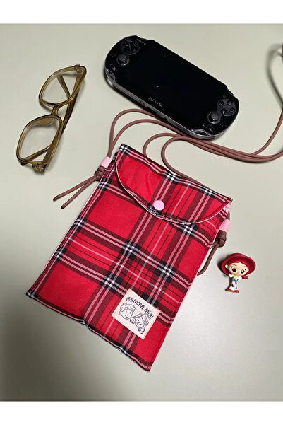 Mamma Mia Home Red Plaid Phone Bag with Strap