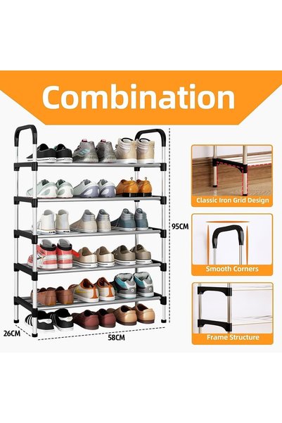 genernic SKY-TOUCH Shoe Rack, Shoes Cabinet Organizer, 5-Tier Shoe Storage with 5 Mesh Shelves, Freestanding
