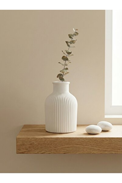 mora store Minimalist Çizgili Beton Vazo - Bohem Dekoratif Çiçek Vazosu