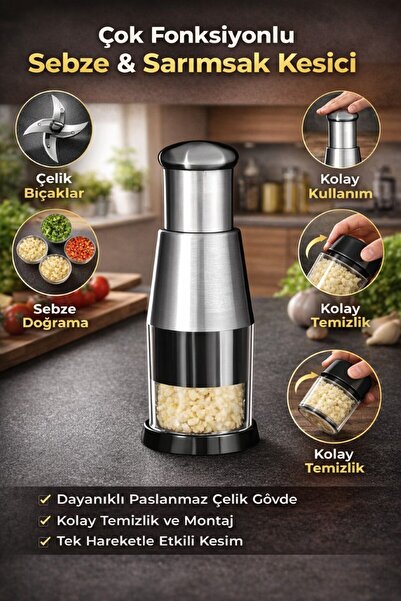 Emal Home Stainless Steel Garlic Masher Multi-Functional Vegetable Chopper Pr...